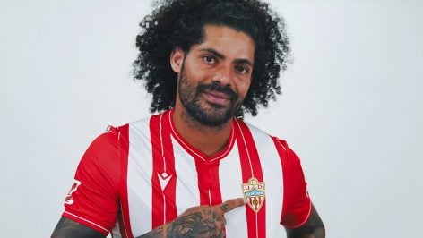 Aridane, el día de su presentación como jugador del Almería. (UDA)