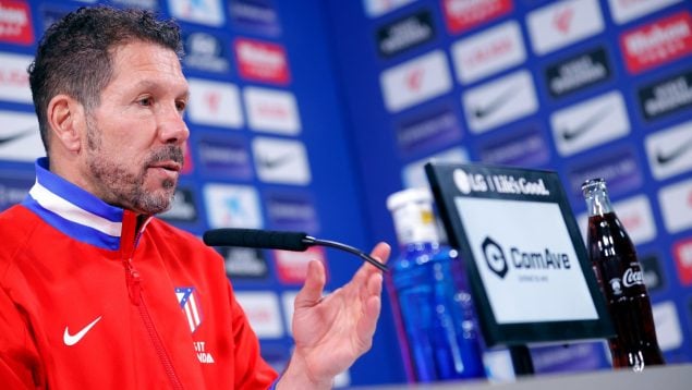 Diego Pablo Simeone en rueda de prensa con el Atlético. (ATM)
