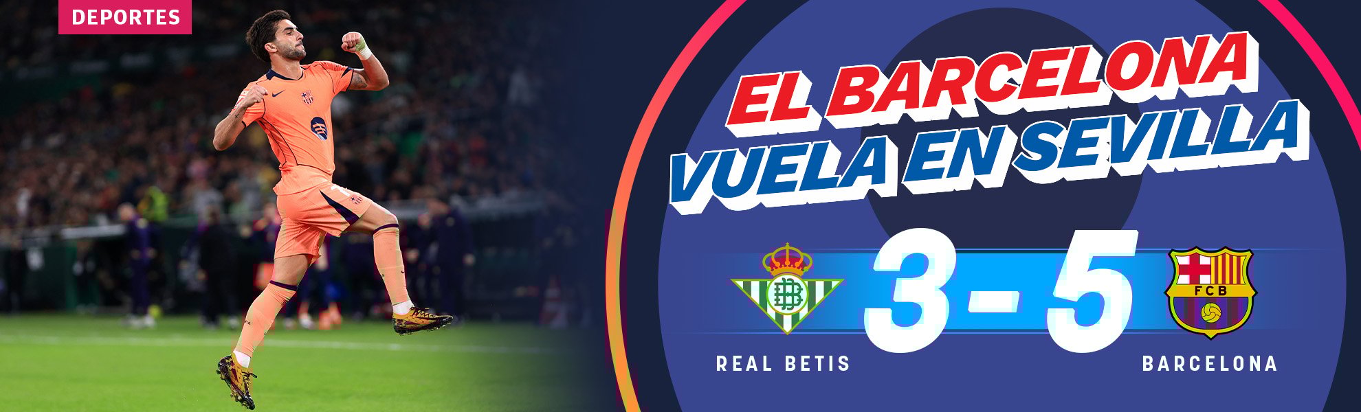 El Barcelona vuela en Sevilla con una manita al Betis