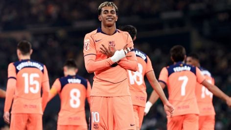 Lamine Yamal celebra su gol contra el Betis. (Getty)