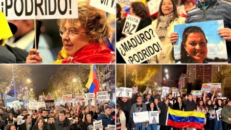 Manifestación en Madrid de venezolanos contra el narcodictador Nicolás Maduro.