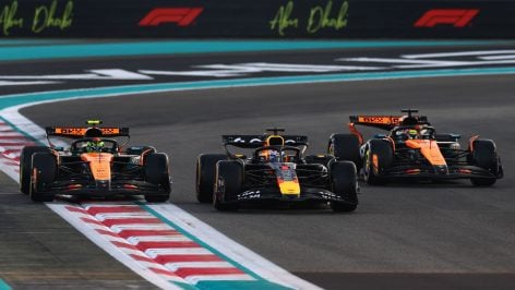 Norris, Verstappen y Piastri en la carrera de Abu Dabi. (Getty)