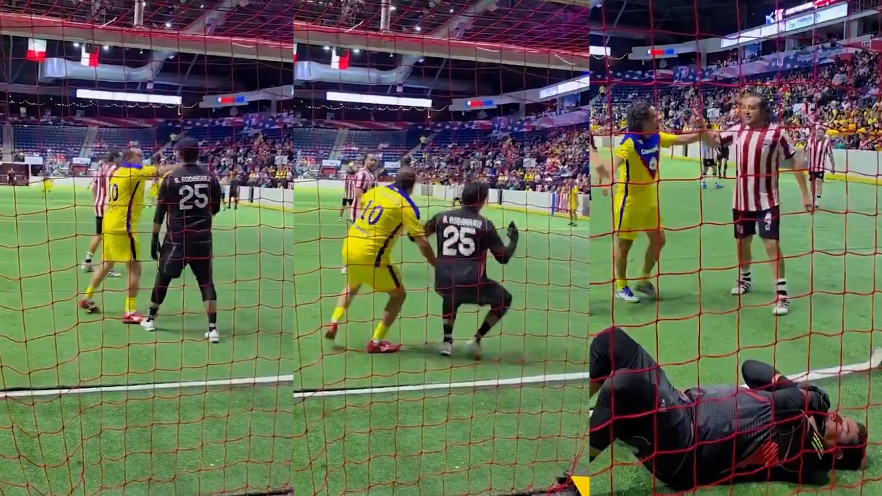 Lo más viral: salvaje agresión del mítico Cuauhtémoc Blanco a un portero en un partido de leyendas