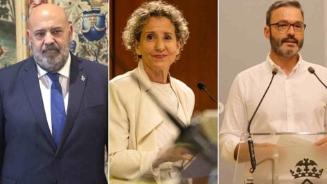 El alcalde de Palma, Jaime Martínez (PP), y los ex alcaldes socialistas Aina Calvo y José Hila.