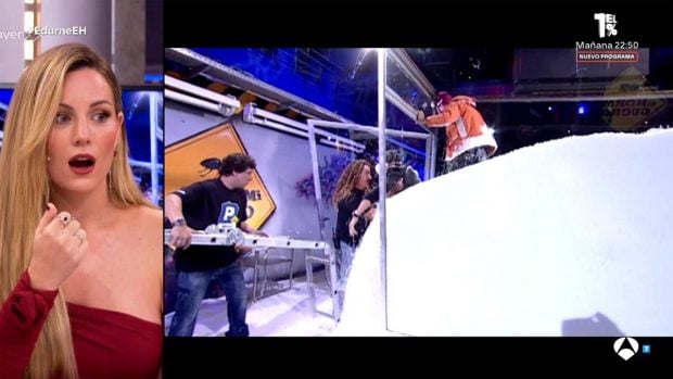 Edurne descubre que Pablo Motos y Marron casi mueren aplastados por una falsa avalancha de nieve (Atresmedia).