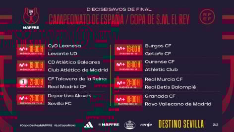 Nuevo calendario de partidos de Copa.
