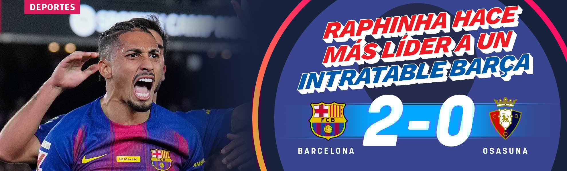 Raphinha hace más líder a un intratable Barcelona