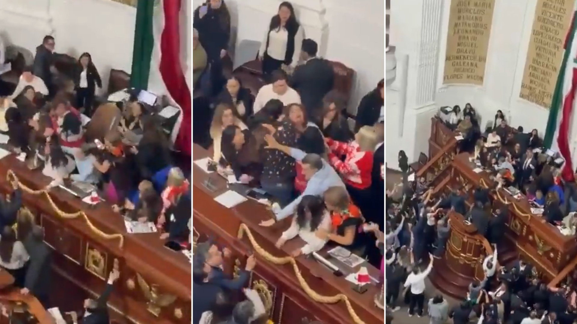 Tirones de pelo, empujones y gritos en el Congreso de México tras el asalto de unas diputadas a la tribuna