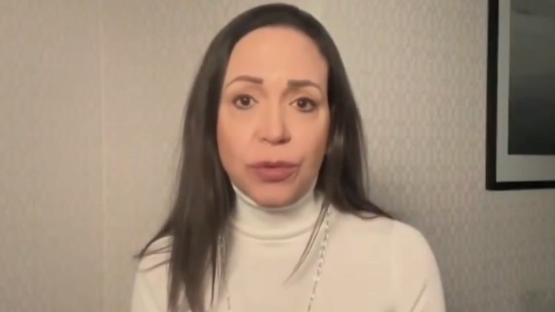 María Corina Machado durante la entrevista a la cadena CBS de EEUU.