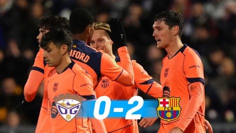 Los jugadores del Barcelona celebran el gol Christensen en Guadalajara. (Getty)