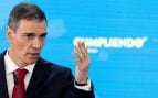 El presidente del Gobierno, Pedro Sánchez, durante una rueda de prensa, en el Palacio de la Moncloa