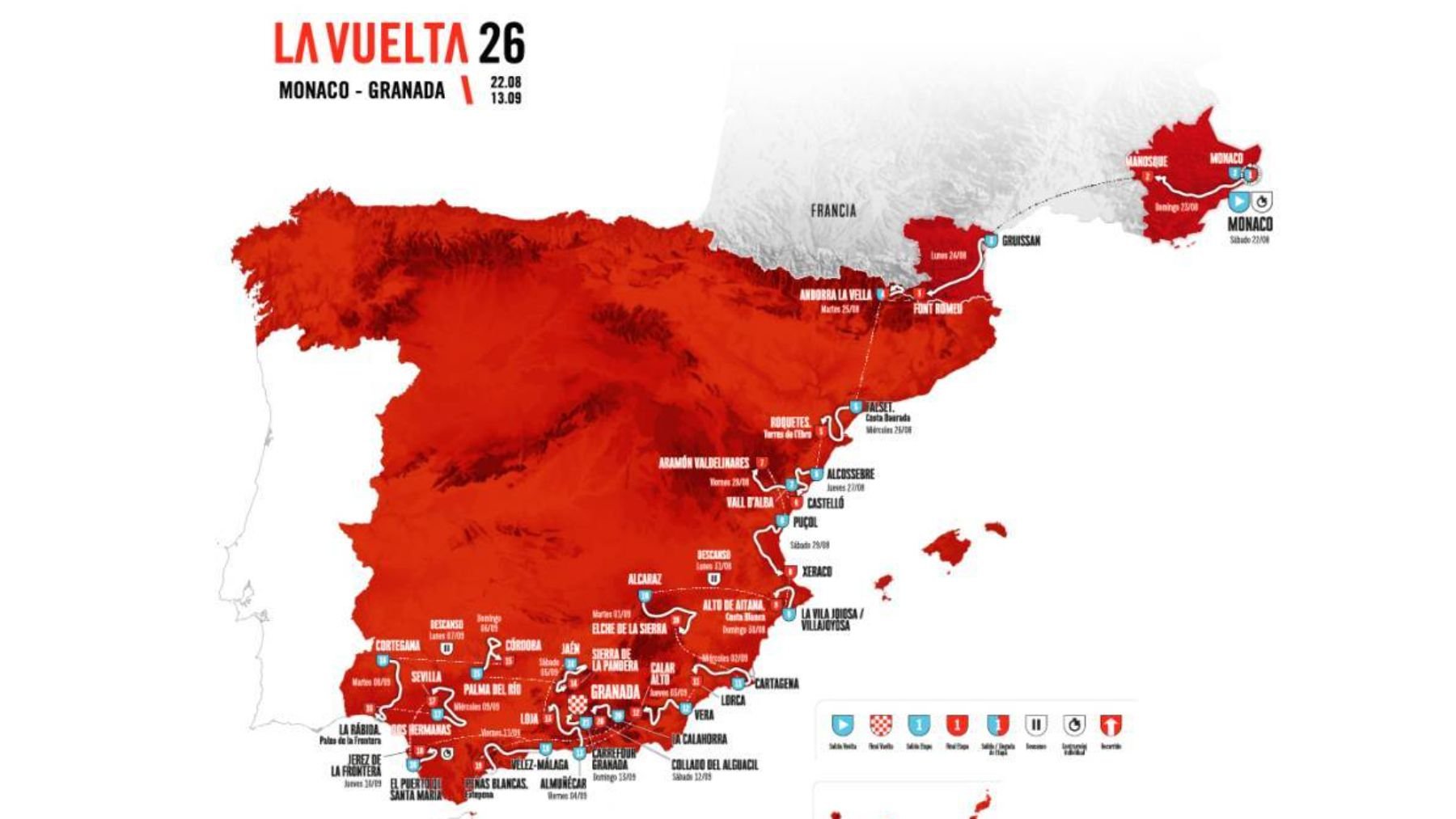 Vuelta a España 2026, Mónaco, Granada
