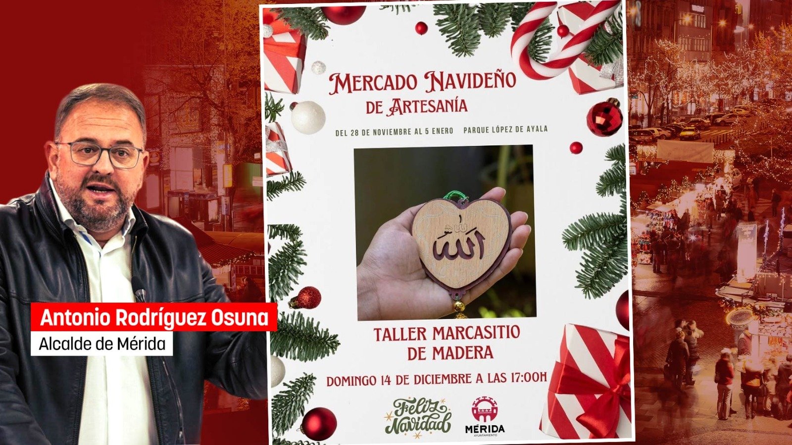 El Ayuntamiento socialista de Mérida promociona su mercadillo de Navidad con la palabra