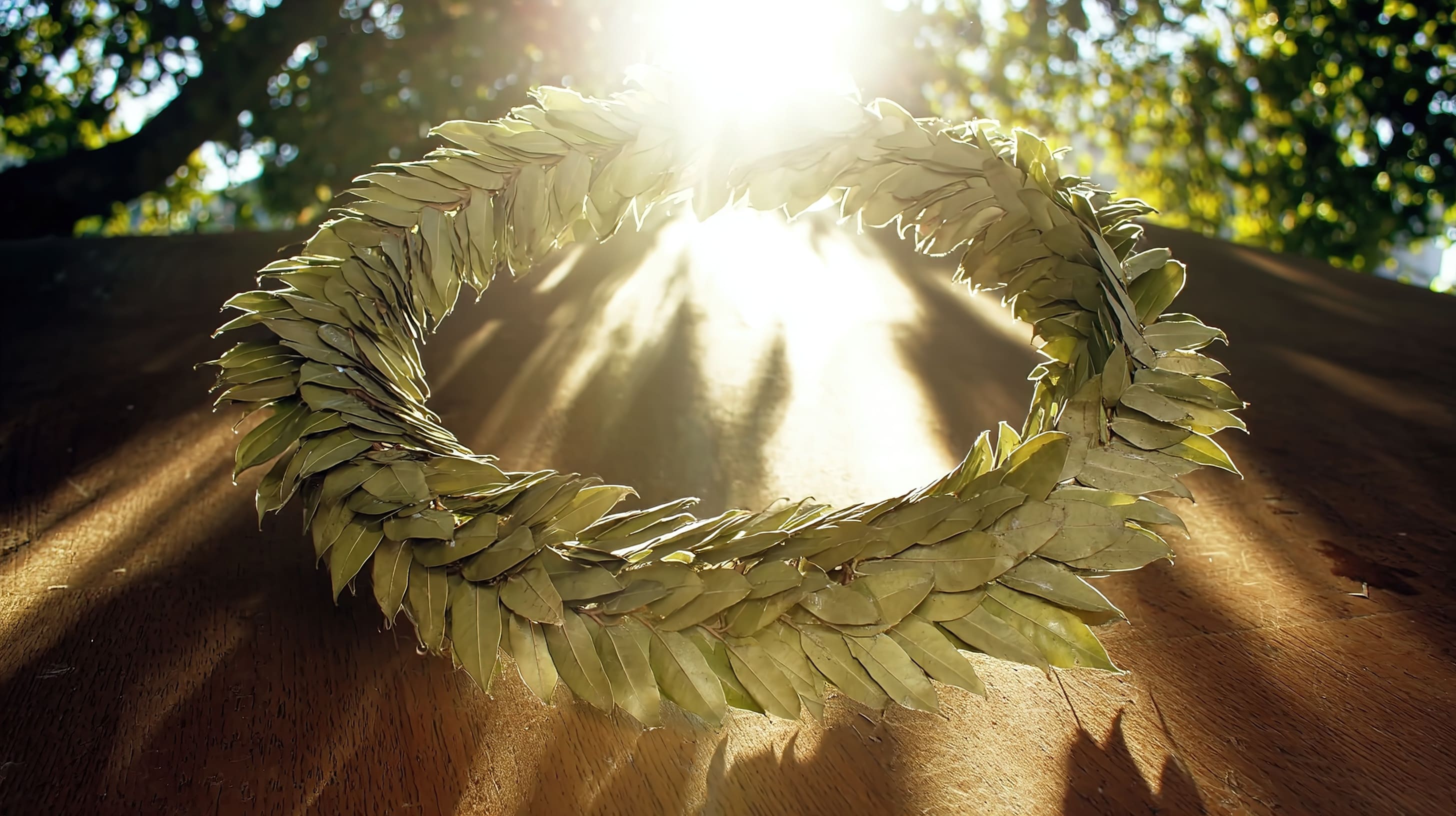 Corona de laurel, símbolo de éxito y victoria en la Antigua Roma.