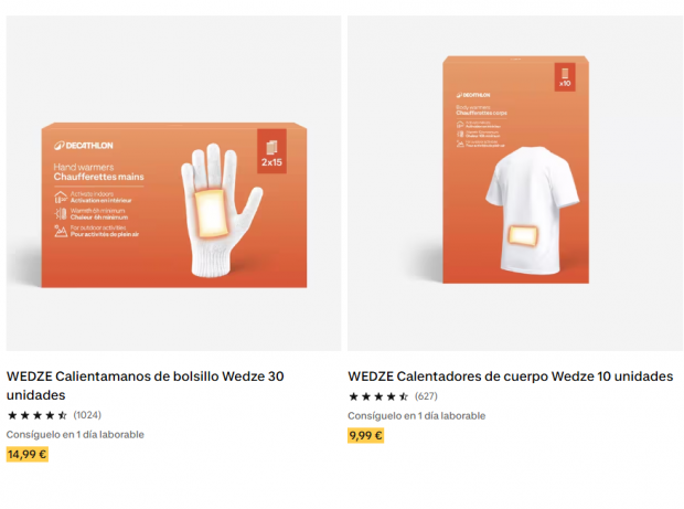 Calientamanos y calientapi&eacute;s de Decathlon.