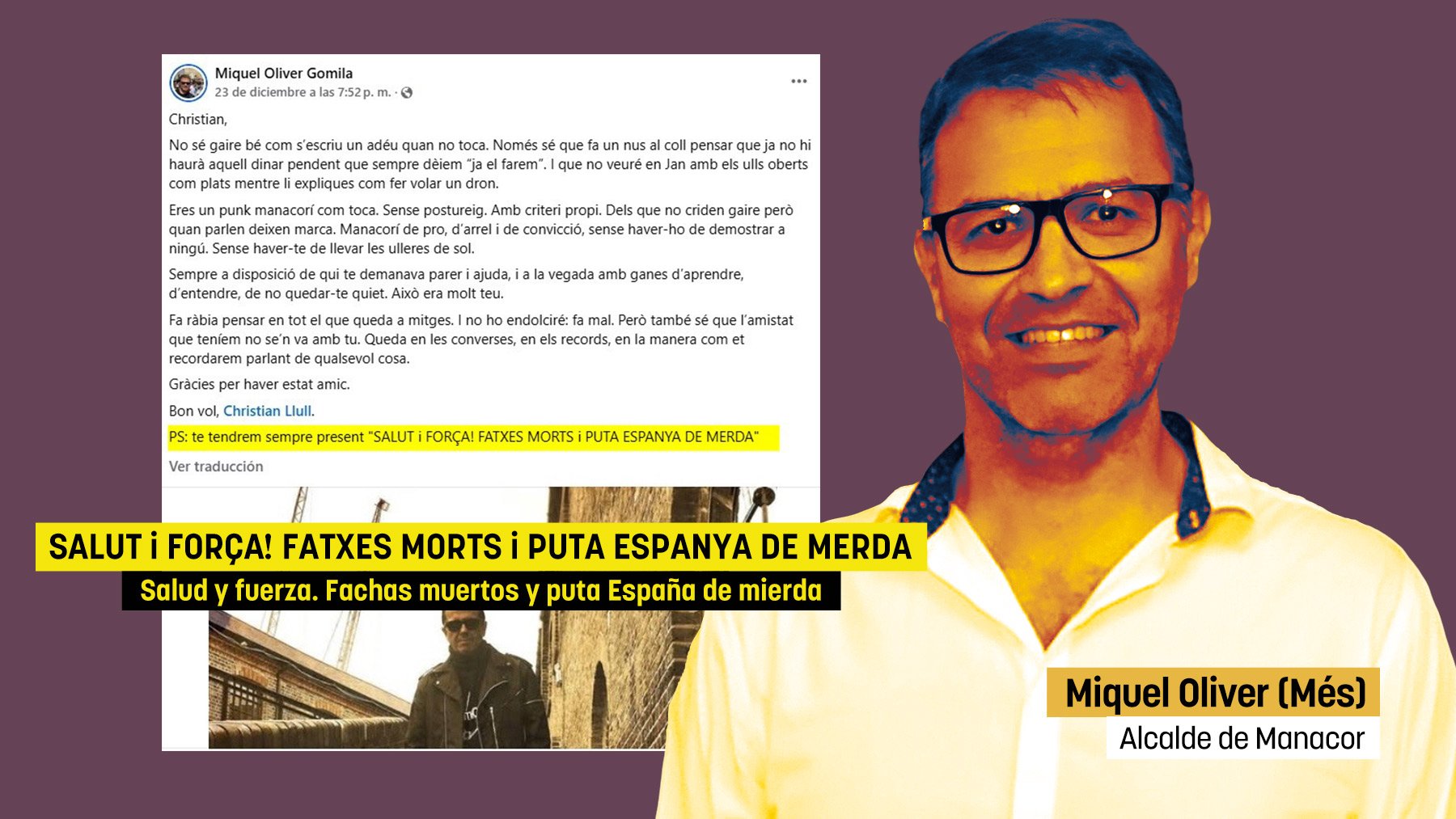 Un alcalde separatista de Mallorca: Fachas muertos y puta España de mierda