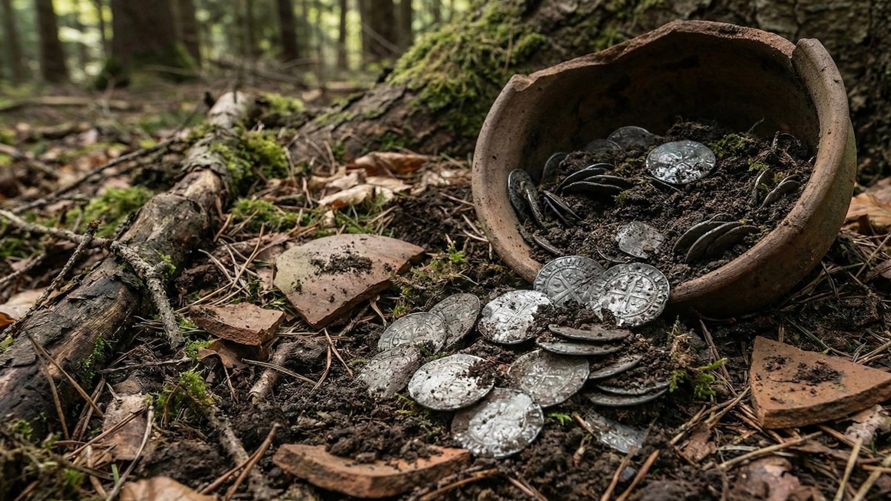 Hallazgo asombroso en un bosque alemán: encuentran un tesoro de 273 monedas de plata a solo 35 cms. bajo tierra