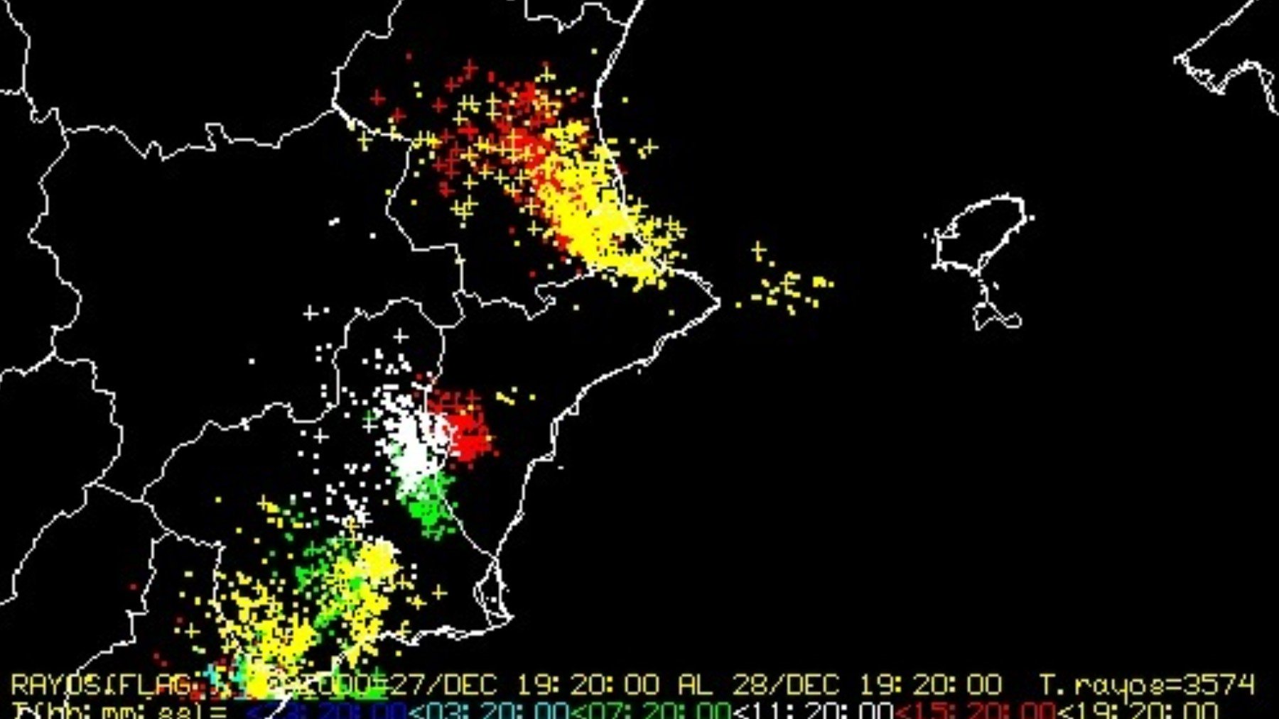 Gigantesca descarga de rayos sobre Valencia: 1.513 en un puñado de horas, sorprendente según la AEMET