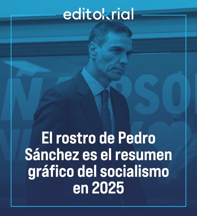 El rostro de Pedro Sánchez es el resumen gráfico del socialismo en 2025