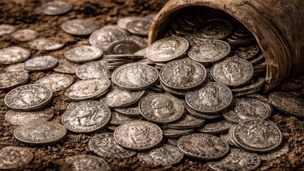 Aficionado a la arqueolog&iacute;a desentierra uno de los mayores tesoros romanos de Reino Unido, encuentran 15.000 denarios de plata en Gales, denarios de plata del imperio romano Museo Nacional de Cardiff, descubrimiento arqueol&oacute;gico Imperio Romano en Gales.