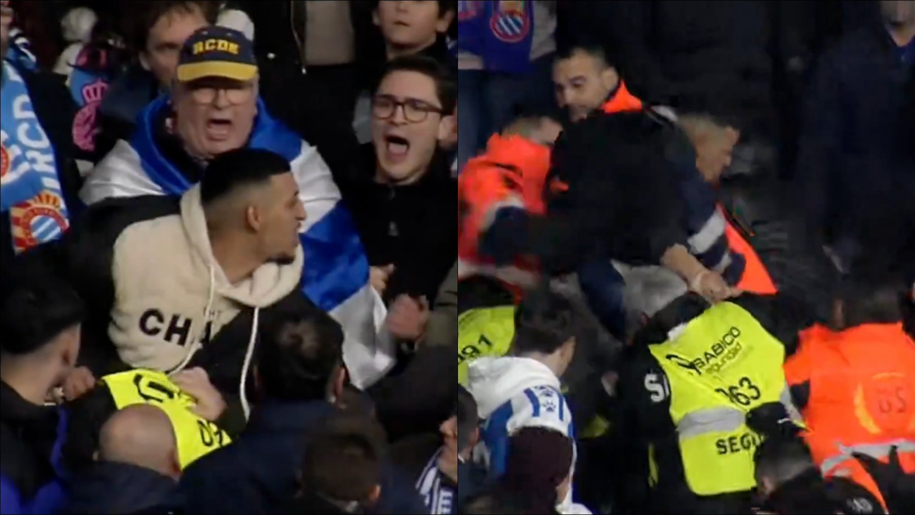 Un aficionado del Barcelona fue a provocar a la grada de animación de Cornellá y acabó detenido