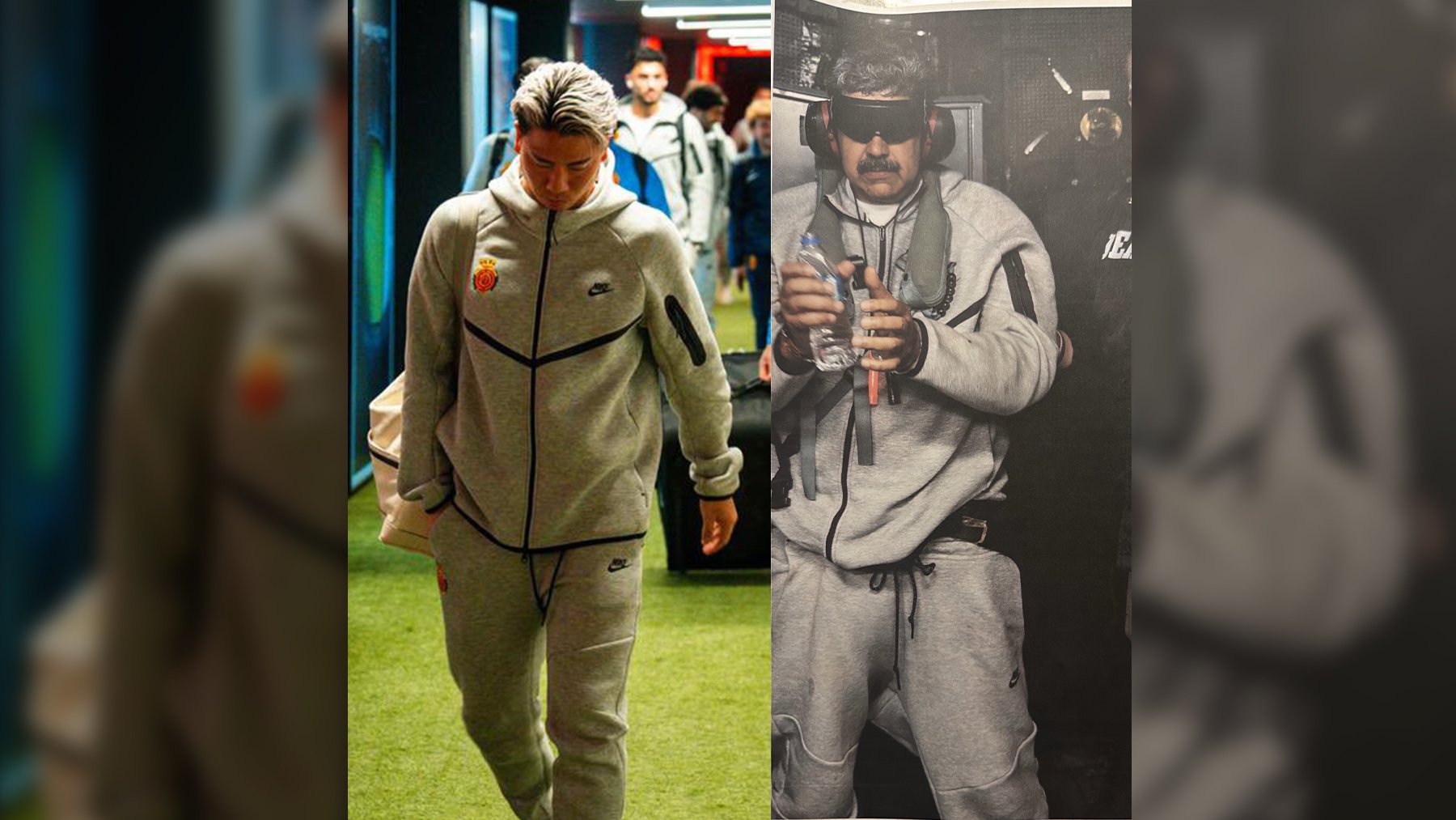 Asano, llegando hoy al estadio con el mismo chándal.