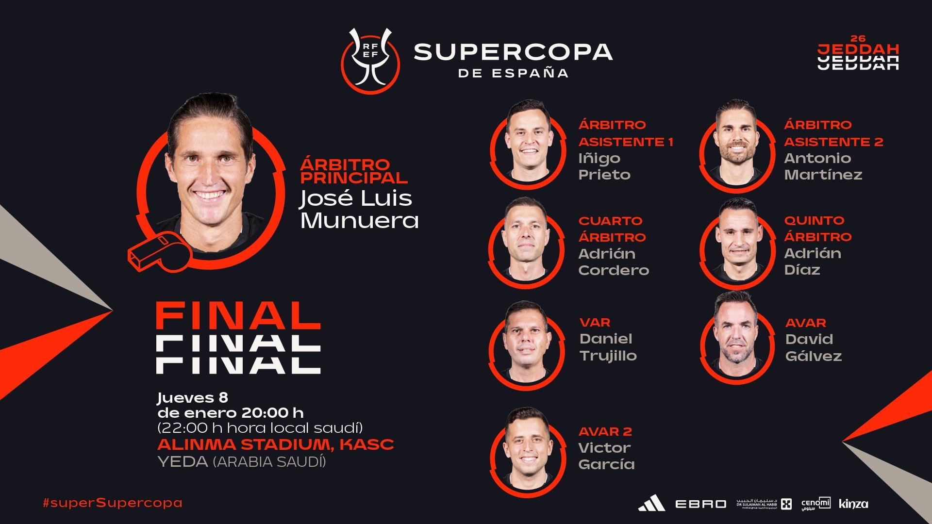 El CTA desvela los árbitros de los tres partidos de la Supercopa: Munuera Montero pitará la final