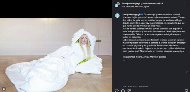 Captura del cariñoso comentario que La Oreja de Van Gogh ha dedicado a Amaia Montero en redes sociales (Instagram).