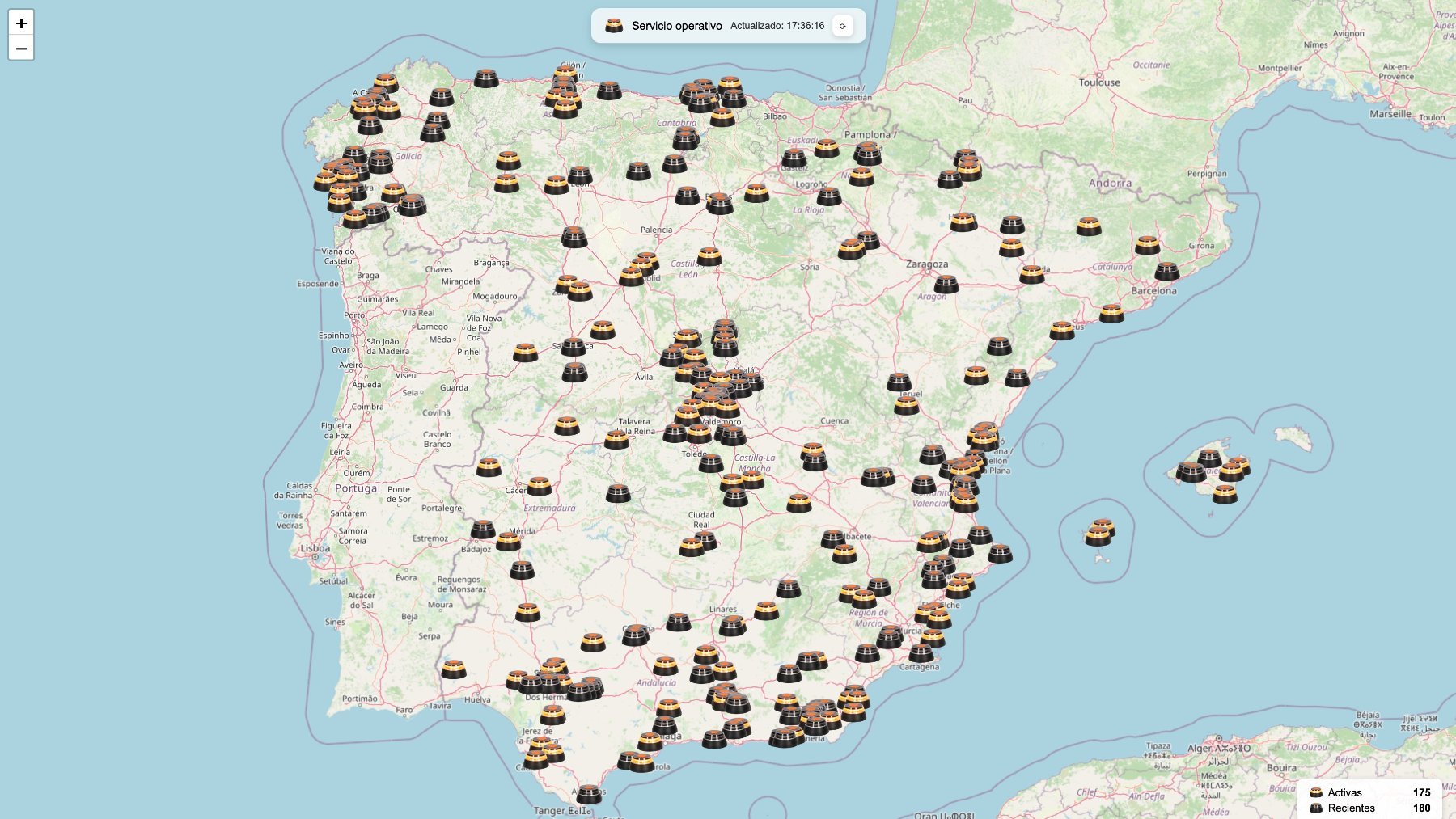 Nueva polémica con las balizas V16: un mapa de la DGT muestra todos los dispositivos activos en tiempo real