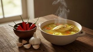 Caldo de pollo casero