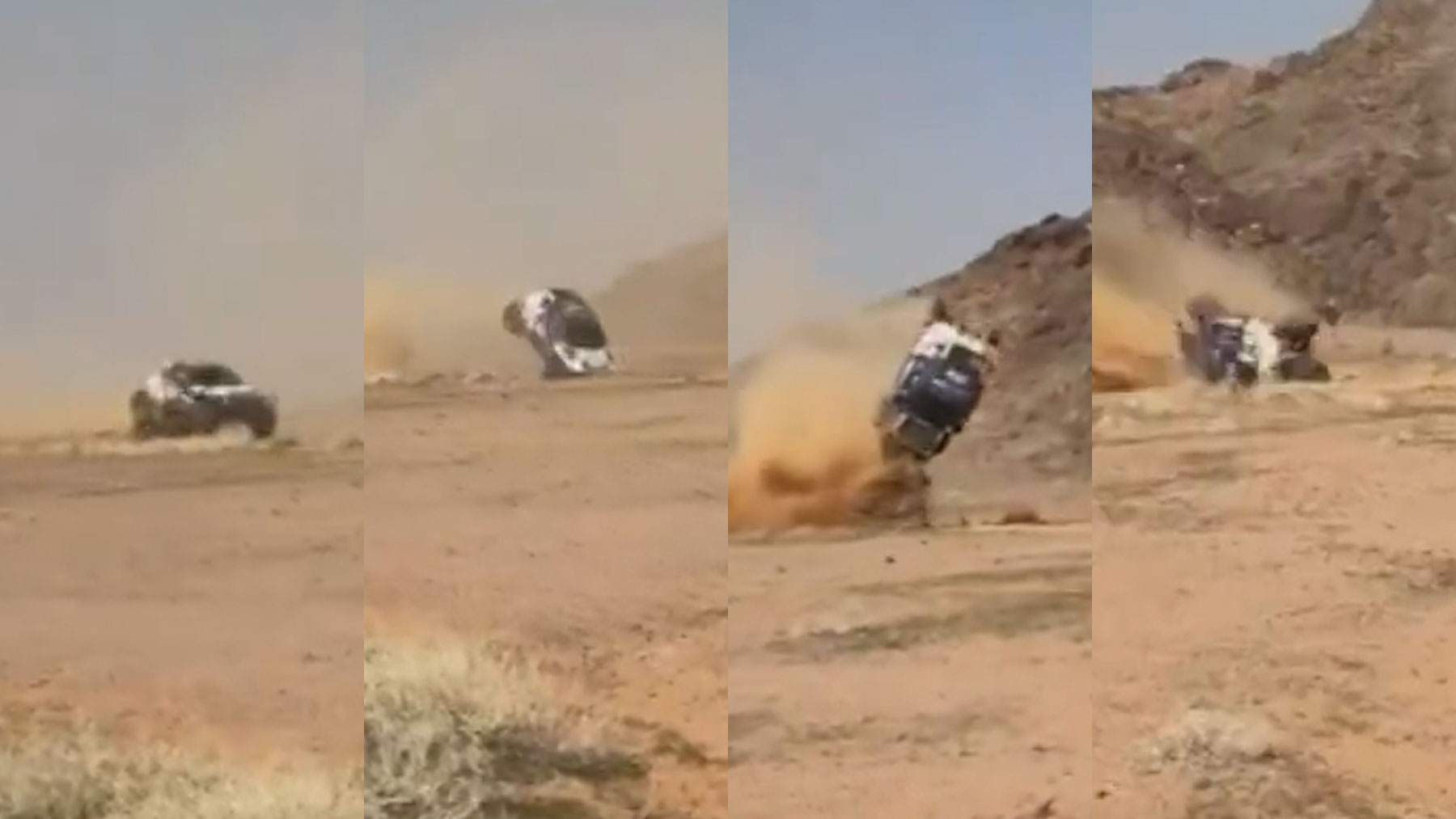 Terrible accidente de Jesús Calleja en el Rally Dakar: su coche da varias vueltas de campana y abandona la prueba