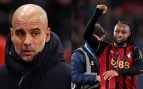 Pep Guardiola y su nuevo fichaje, Antoine Semenyo.
