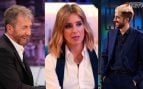 Pablo Motos, Sandra Barneda y David Broncano (Atresnedia/Mediaset/RTVE).