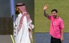 Anmar Al Haili, presidente del Al-Ittihad, y Leo Messi.