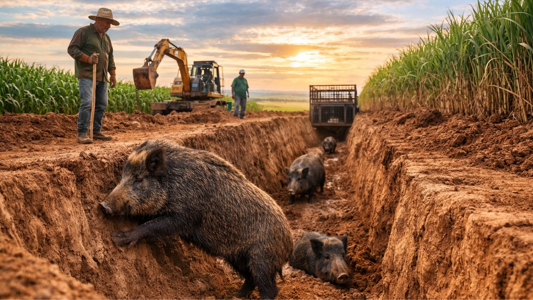 La insólita estrategia de los agricultores brasileños para cazar jabalíes vivos y evitar que dañen sus cultivos