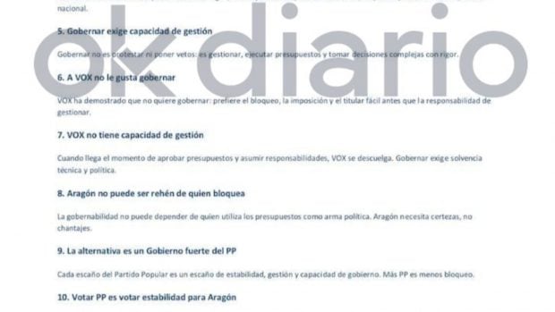 Dec&aacute;logo de PP en Arag&oacute;n. 