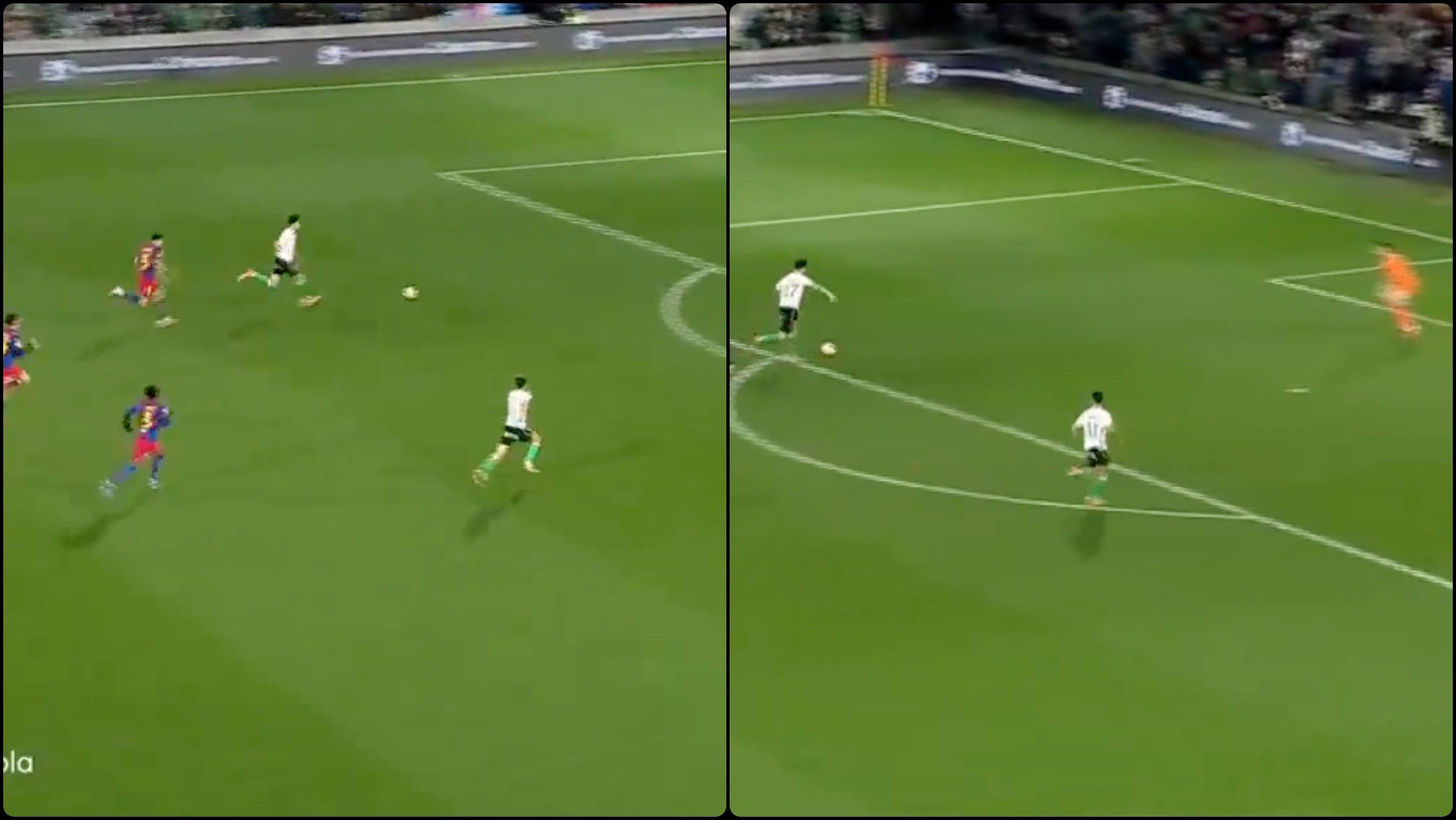 Así fue el mano a mano fallado y los dos goles anulados a Manex Lozano que perdonaron al Barcelona