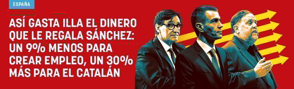 Así gasta Illa el dinero que le regala Sánchez: un 9% menos para crear empleo, un 30% más para el catalán