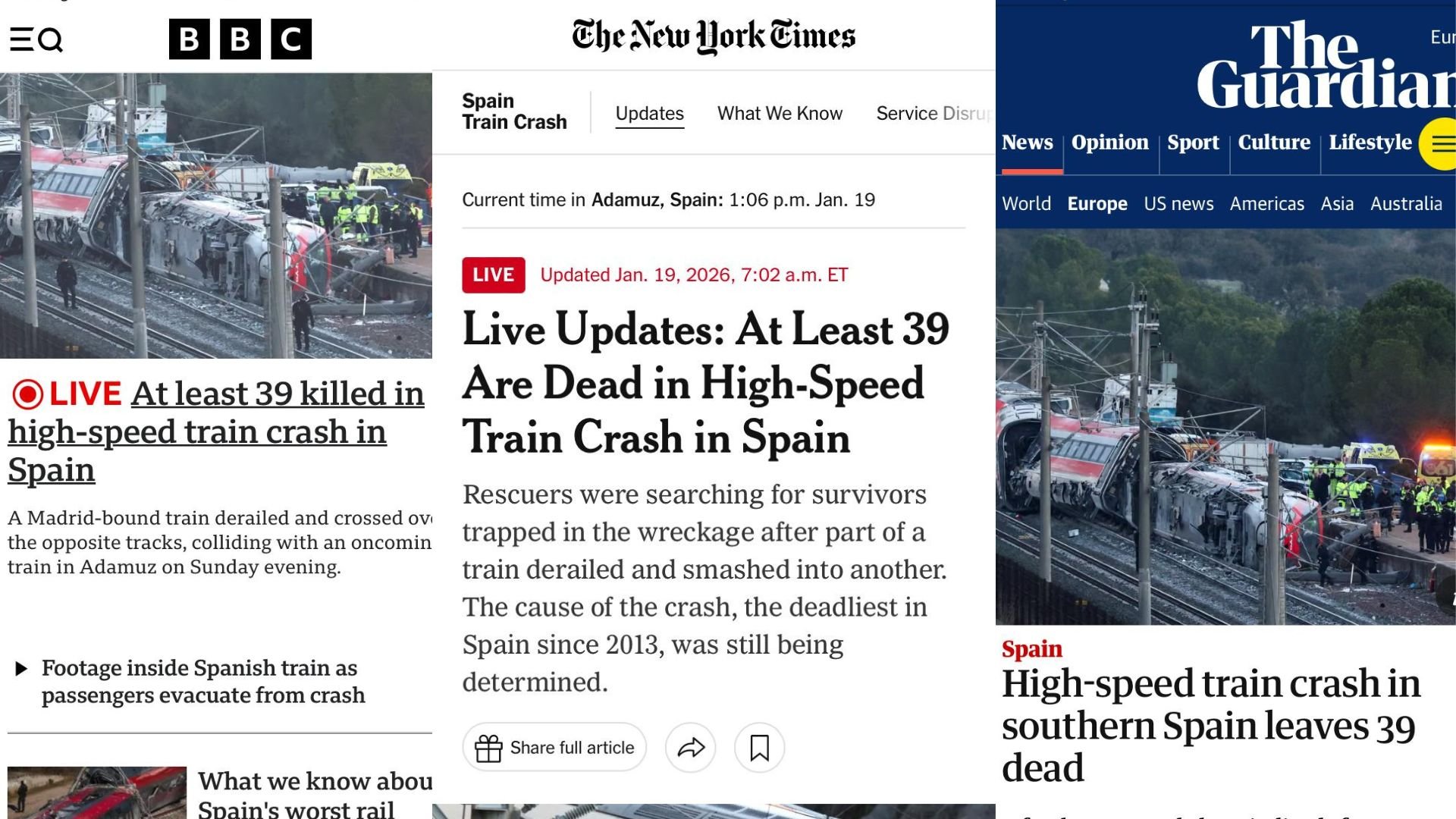 La prensa internacional se vuelca con el accidente de tren en Córdoba