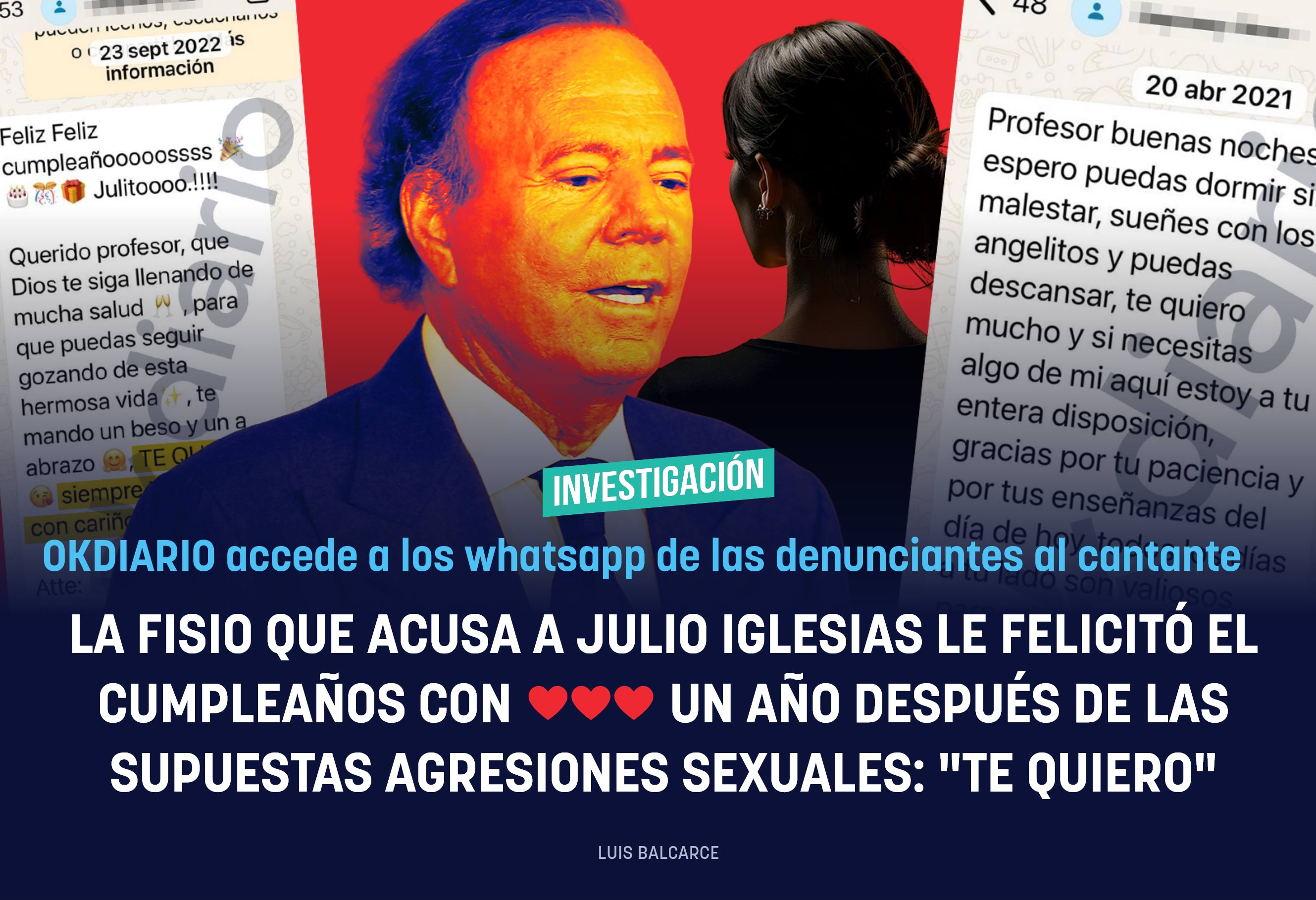 La fisio que acusa a Julio Iglesias le felicitó el cumpleaños con corazones un año después de las supuestas agresiones sexuales: Te quiero