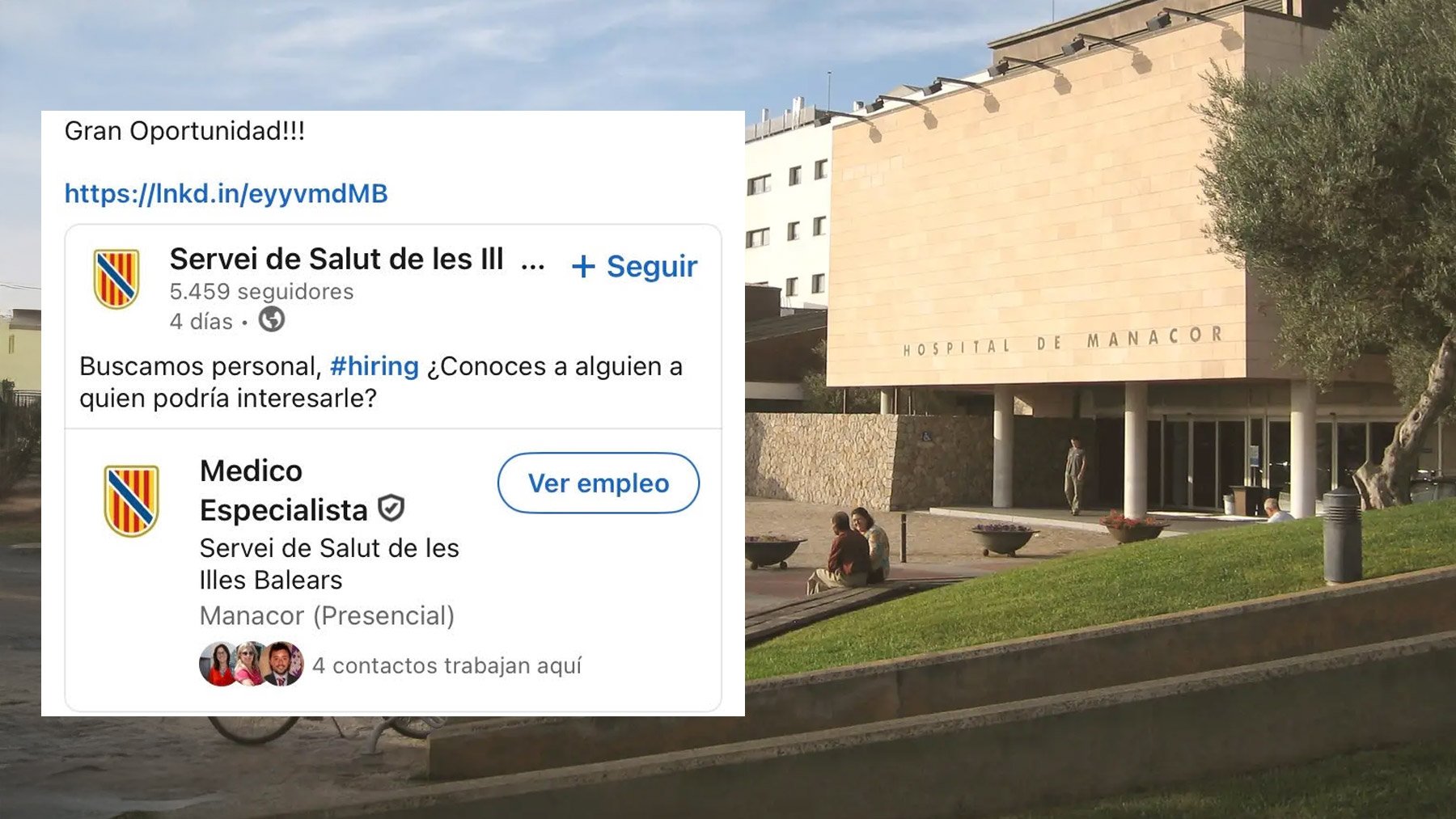 IB-Salut busca con urgencia en las redes sociales un ginecólogo para el Hospital de Manacor
