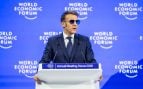 El presidente francés, Emmanuel Macron gafas de sol derrame ocular
