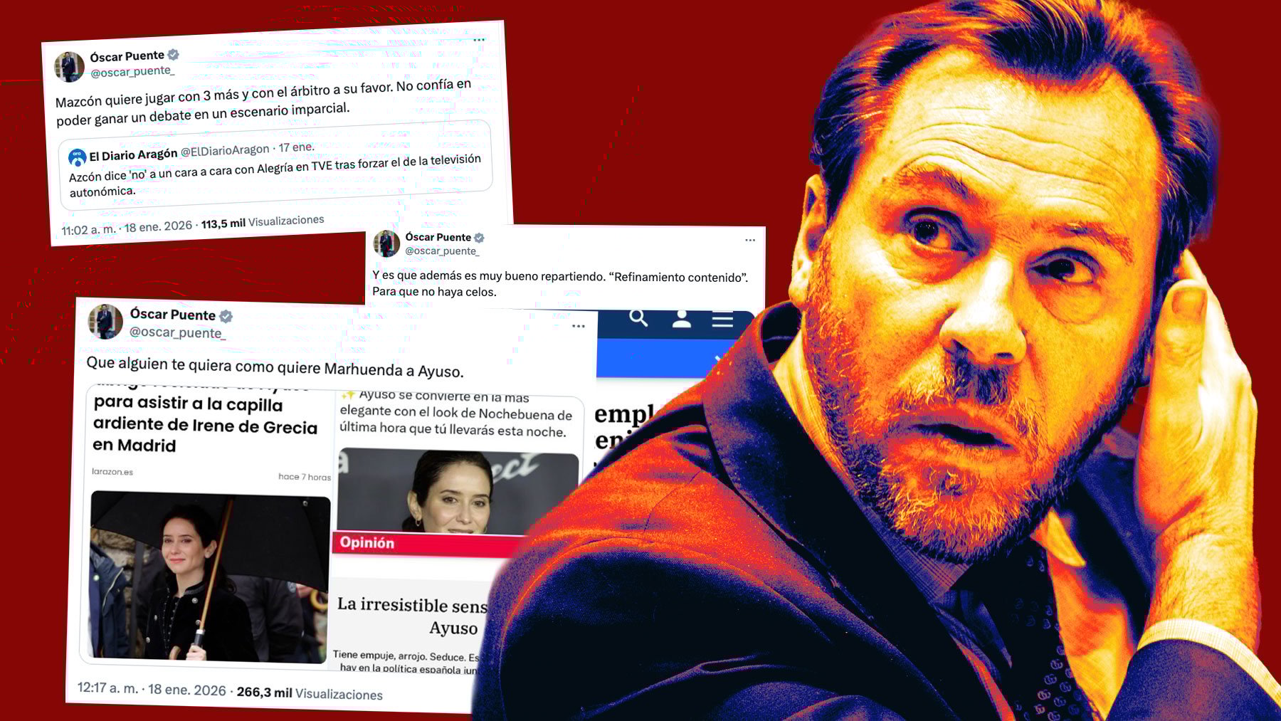 Estos son los tuits de Óscar Puente burlándose de Ayuso y Almeida 24 h. antes del accidente de Córdoba