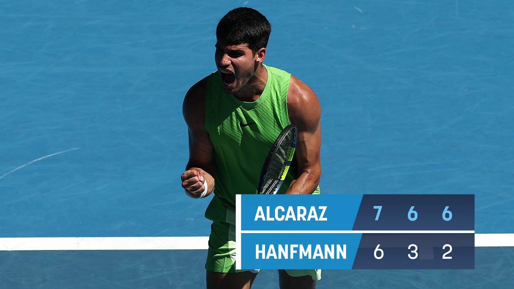 Alcaraz desactiva a un inspirado Hanfmann y avanza a tercera ronda del Open de Australia
