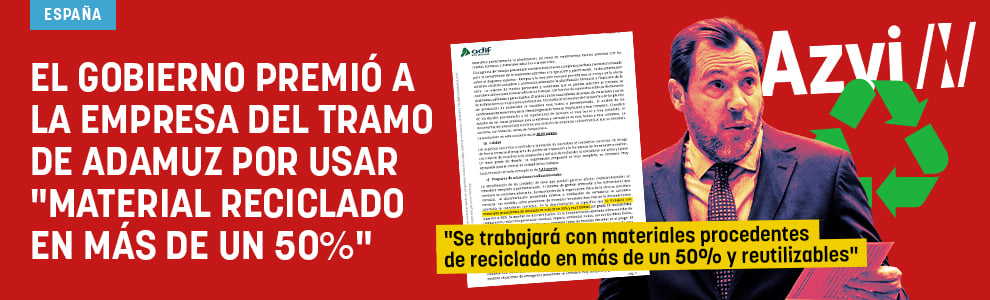 El Gobierno premió a la empresa del tramo de Adamuz por usar material reciclado en más de un 50%