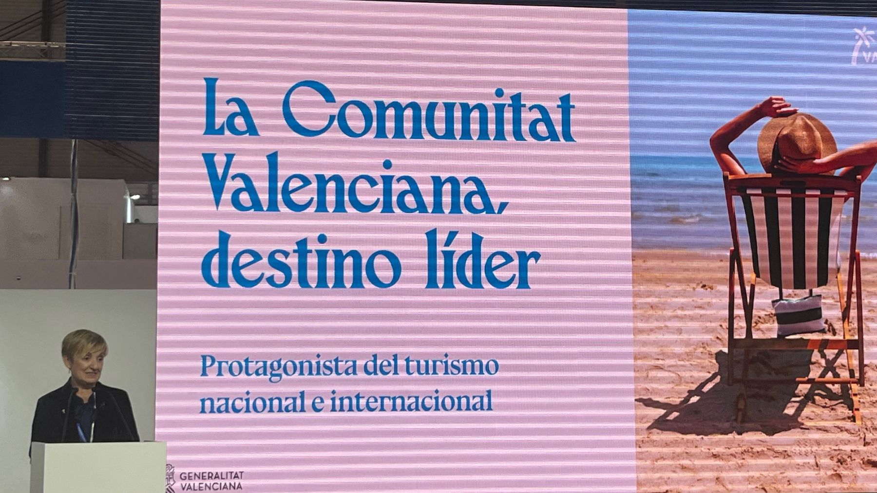 Marián Cano, consellera de Turismo de Pérez Llorca, este miércoles, en FITUR.