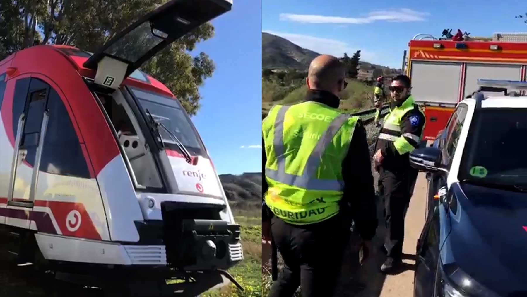 Tres heridos por el choque de un tren contra una grúa en Cartagena