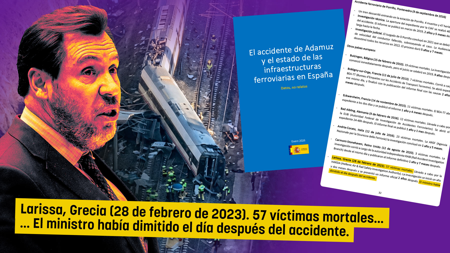 Autozasca de Transportes: recuerda que el homólogo griego de Puente dimitió tras un accidente de tren similar