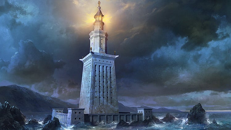 Así se veía el Faro de Alejandría en la Antigüedad.