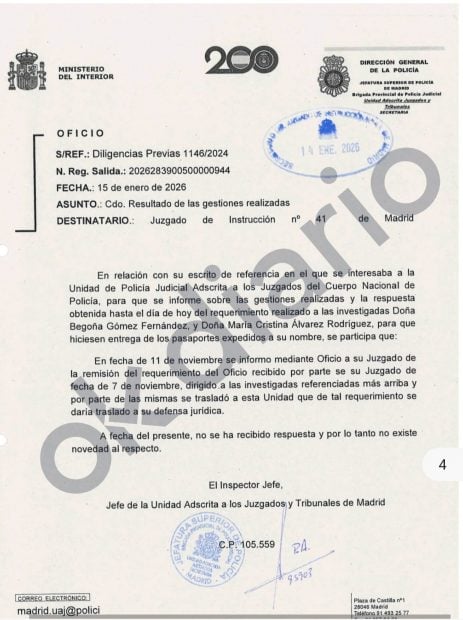 Bego&ntilde;a G&oacute;mez pasaporte